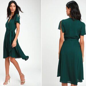 Green wrap dress